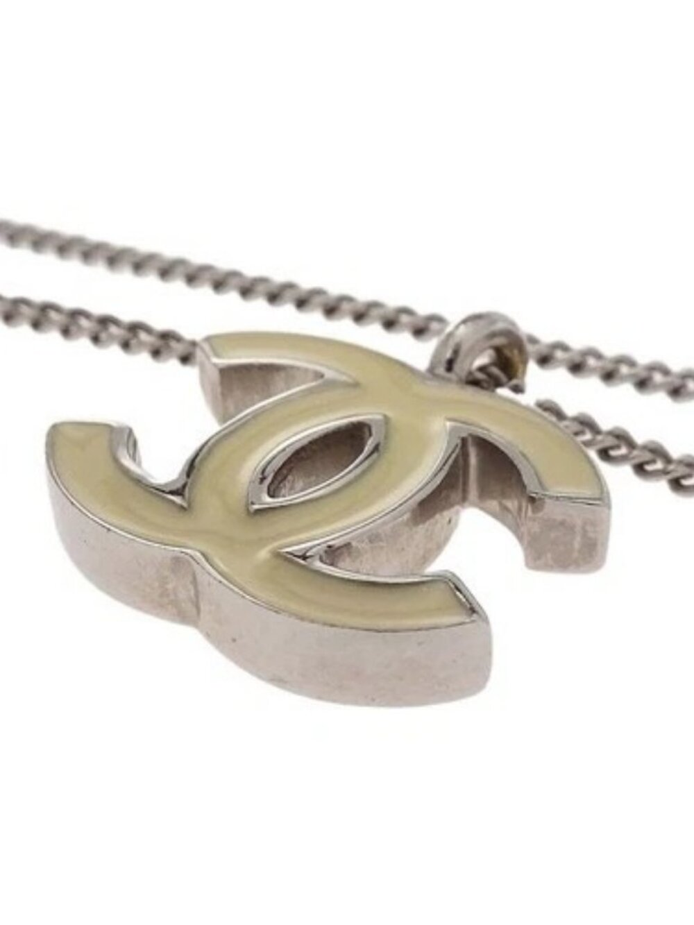 Chanel CC Chain Necklace Silver White 02C 167500 - Picture 3 of 4